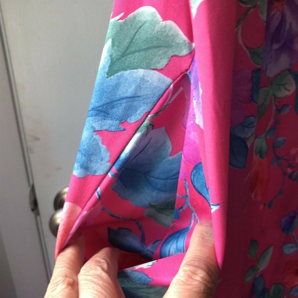 Vintage Chemise Tropical Gown  Day Dress Loungewear Pink Floral Flowy - Picture 5 of 7